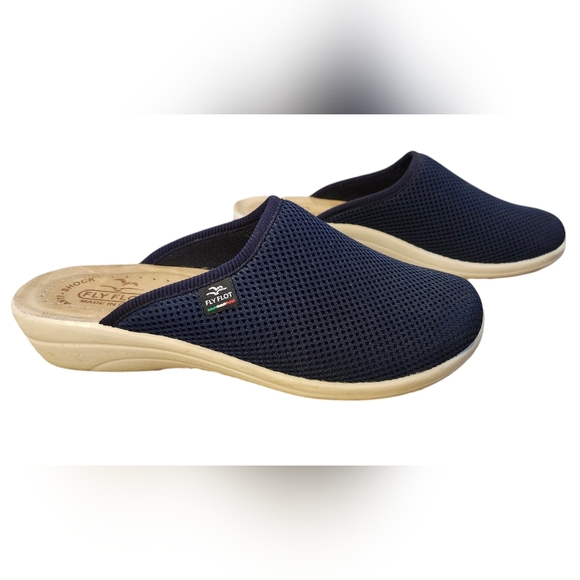 Flyflot Navy Blue Mule Shoes, Italian Shoes, Italian Mules, Fly Flot Size 40 / 8 - Picture 3 of 6